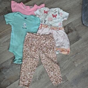 Toddler Outfit Set 24m 4pc Floral Carter's Bodysuit Pants Teal Polkadot Lady Dot